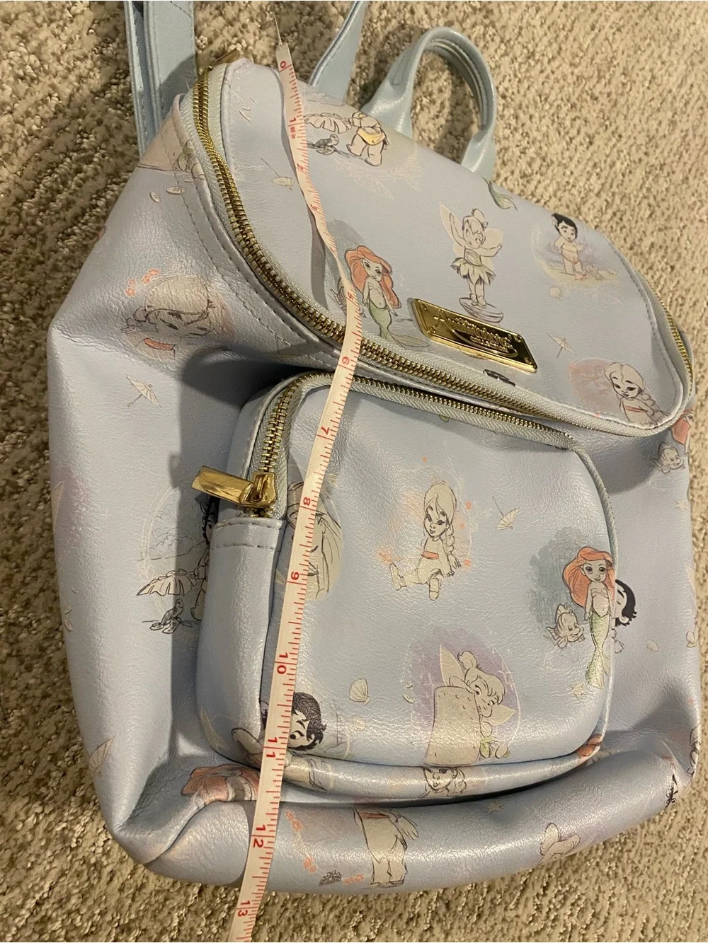 Disney Store Animators Collection Backpack Faux Leather Blue Baby Princess Ariel